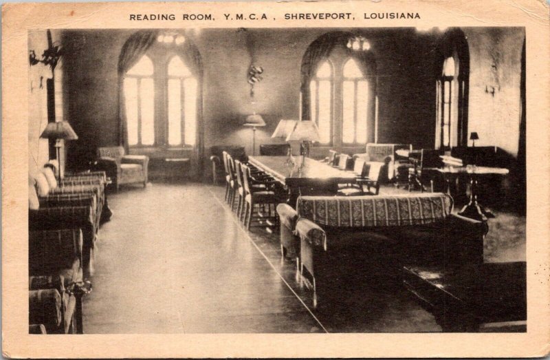 Reading Room, YMCA Shreveport LA 1942 Vintage Postcard B13