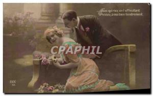 Fantasy - Couple - surprised woman - Ten - Old Postcard