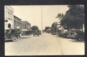 RPPC DOWNTOWN MAIN STREET SCENE 1920's CARS VINTAGE REAL PHOTO POSTCARD