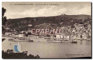 Old Postcard Villefranche Sur Mer View of the Sea and Mont Boron Ships