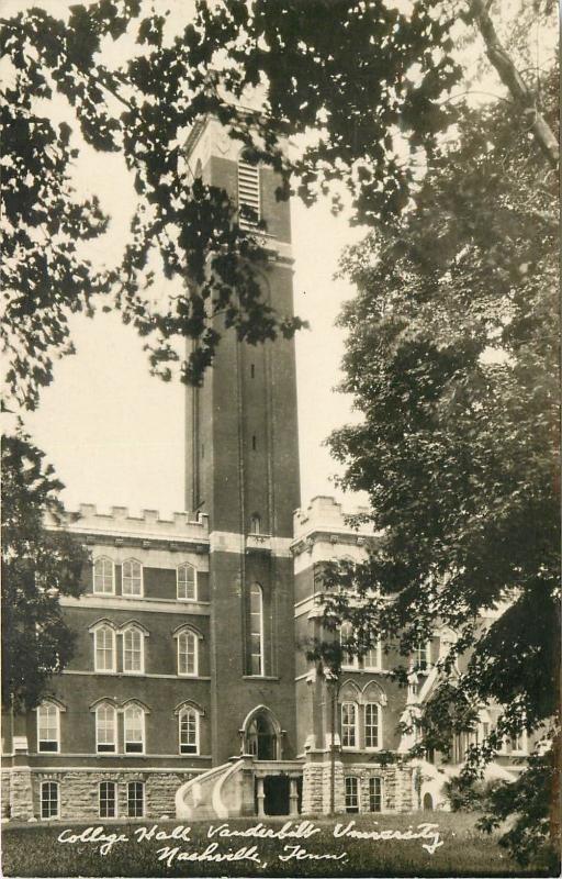 College Hall, Vanderbilt University, Nashville, TN Real Photo Postcard