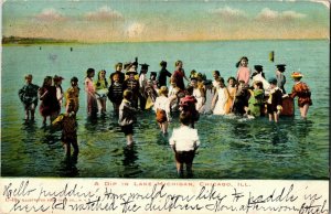 Fully Clothed, Dip in Lake Michigan, Chicago IL c1907 UDB Vintage Postcard S35