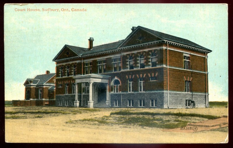 dc1571 - SUDBURY Ontario Postcard 1920 Court House