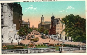 Vintage Postcard 1920's View of Pennsylvania Avenue Washington D. C.