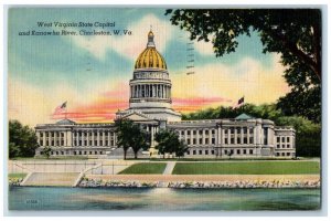 1948 West Virginia State Capitol Kanawha River Charleston West Virginia Postcard