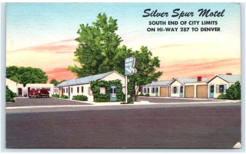 LARAMIE, WY Wyoming ~ Roadside SILVER SPUR MOTEL Albany County 1956 Postcard