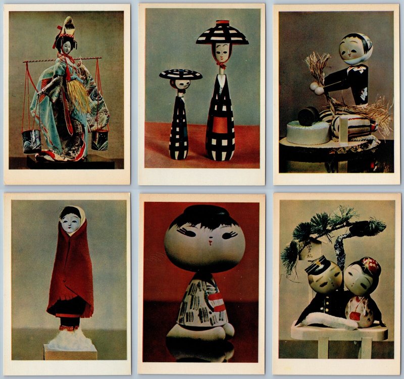 1964 JAPANESE FOLK DOLLS TOYS Ethnic Geisha Asia Japan RARE Set of 16 Postcards