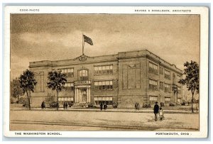 1950 The Washington School Building Exterior Portsmouth Ohio OH Posted Postcard