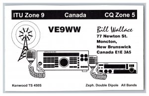 Postcard QSL CB Ham Radio Amateur Card From Moncton New Brunswick Canada VE9WW