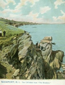 Postcard Antique View of  Cliff Walk from The Breakers  Newport, RI.    R3