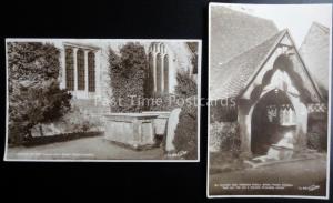 Stoke Poges Church x 2 inc POET THOMAS GRAY TOMB Old RP Postcard by Walter Scott
