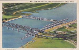 Illinois Alton Lock and Dam & Lewis and Clark Bridges Curteich