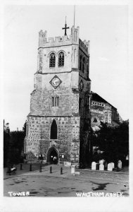 RPPC, Waltham Abbey, England UK    ABBEY CHURCH TOWER    Real Photo Postcard