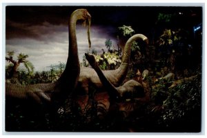 Primeval World Ponderous Brontosauri Wallow Disneyland's Anaheim CA Postcard