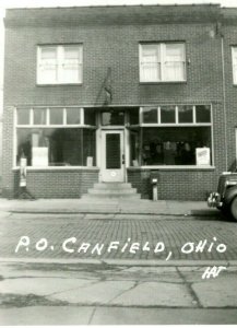 RPPC  Canfield Ohio OH Post Office Street View UNP Postcard