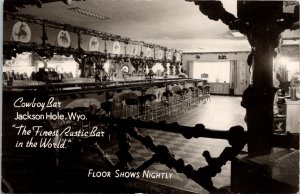 Real Photo Postcard Interior of the Cowboy Bar in Jackson Hole, Wyoming