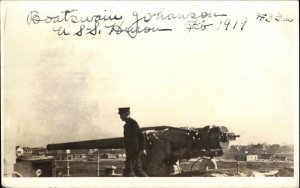 WWI Boatswain Johanson on USS Huron US Navy Real Photo Postcard 1919
