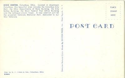 Columbus Ohio, Civic Center unused Postcard