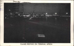 Newark New Jersey NJ Airport Night Scene Used 1960 Postcard