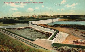 Vintage Postcard 1908 Metropolitan Dam And Overflow Clinton Massachusetts MA