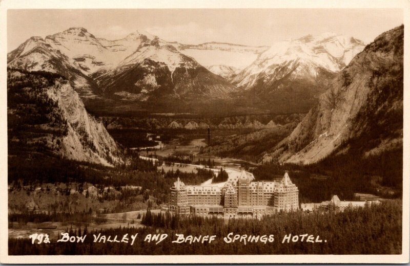 Vtg Canada Bow Valley and Banff Springs Hotel RPPC Real Photo Postcard