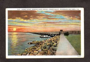 FL Sunset Gandy Bridge St Petersburg and Tampa Florida Postcard