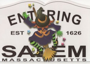 Entering Salem Witchcraft City USA Wicca Book Shaped Rare Postcard