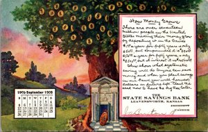 August 1909 Advertising Postcard The State Savings Bank Leavensworth, Kansas