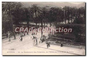 Postcard Old Hyeres hotel on the Palm Boulevard to the City and postal