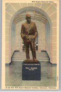 Linen Postcard-Will Rogers Memorial..Claremore,OK