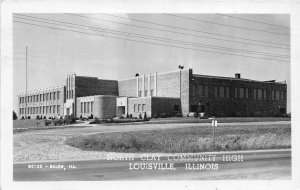 J61/ Louisville Illinois RPPC Postcard c1950s North Clay High School  238