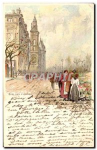 Old Postcard Paris Quays Flower