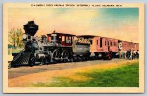 Railroad Locomotive Train Postcard - Smith's Creek Railway Station - Dearborn MI