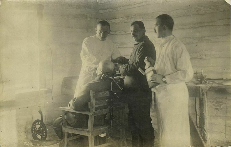 Dentist at Work, Dental Practice (1917) RPPC Postcard
