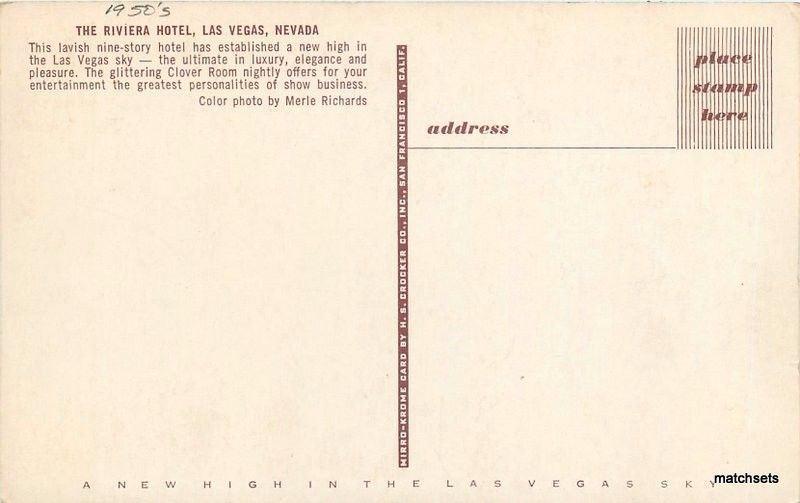 Hotel Riviera Pool Las Vegas, NV., USA Casino, Las Vegas 1964  Topics -  Hotels & Restaurants - Hotels, Postcard / HipPostcard