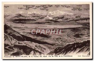 Old Postcard Mont Blanc chain of the Alps seen from the Col de la Faucille