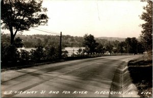 Vtg Postcard 1940s RPPC US Highway 31 & Fox River - Algonquin Illinois IL - UNP