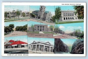 1940 Union Pacific System School Church Multiview Of Las Vegas Nevada Postcard