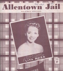 Allentown Jail Lita Roza 1950s Sheet Music