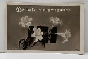 RPPC EASTER GLADNESS H Wessler NY Lily Flowers Real Photograph Postcard F13