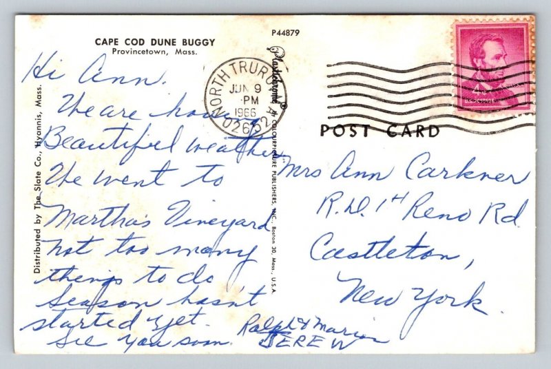 1966  Cape Cod  Dune Buggy  Provincetown  Massachusetts     Postcard