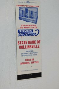 State Bank of Collinsville Illinois Advertising 20 Strike Matchbook Cover