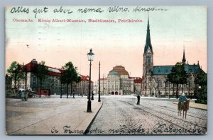 CHEMNITZ GERMANY KONIG ALBERT MUSEUM STADTTHEATER PETRIKIRCHE ANTIQUE POSTCARD