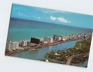 Postcard Fabulous Hotel Row Indian Creek & Collins Ave. Miami Beach Florida USA