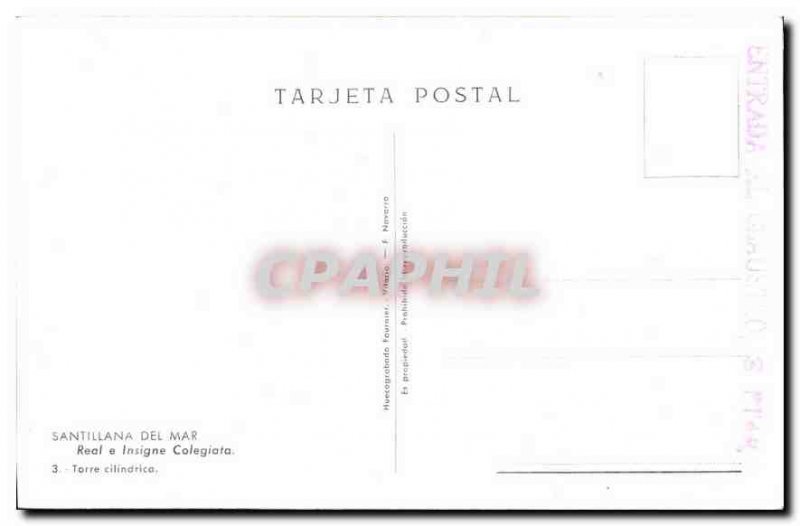 Postcard Old Santillana Del Mar Real e Insignia Collegiate Torre cilindrice