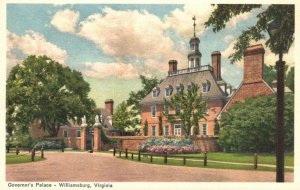 Vintage Postcard 1920's Royal Governor's Palace Williamsburg Virginia Colony VA