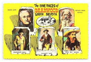 The Five Faces Of Deadwood South Dakota Continental View Postcard