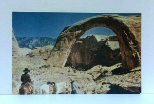 Rainbow Bridge Utah People On Horses Postcard 