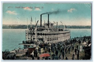 1912 Steam Boat Landing People Scene Peoria Illinois IL Posted Vintage Postcard