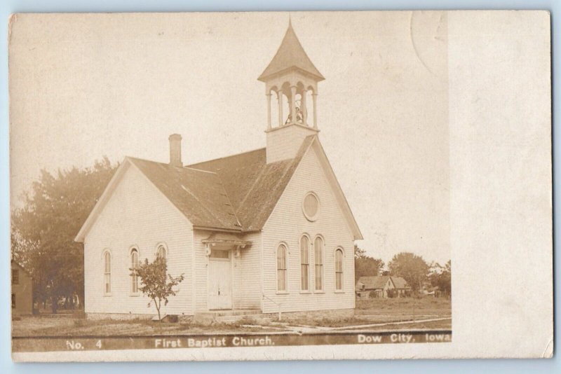 Dow City Iowa IA Postcard RPPC Photo First Baptist Church 1907 Posted Antique